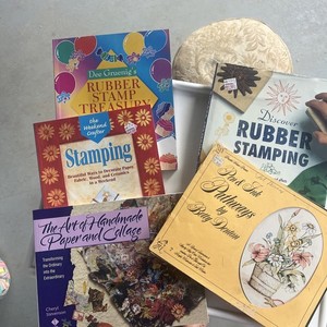Lot Of 5 Vintage Rubber stamping, Paper And Collage, Painting Books
