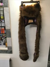 Authentic SpiritHoods Collectors Ed 2015-16 Brown Bear Faux Fur Hat Scarf Mitts