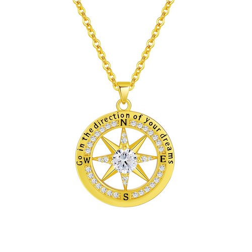 Compass English Pendant Octagonal Star Compass Necklace - Picture 5 of 23