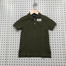 Polo Ralph Lauren Shirt Kids 4/4T Green Collared Preppy School Short Sleeve