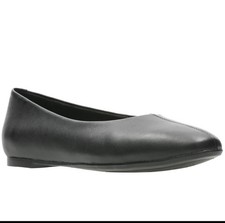 Clark’s Ladies Chia Violet Ballet Pumps Soft Flat Black Leather Shoes Size 5 D