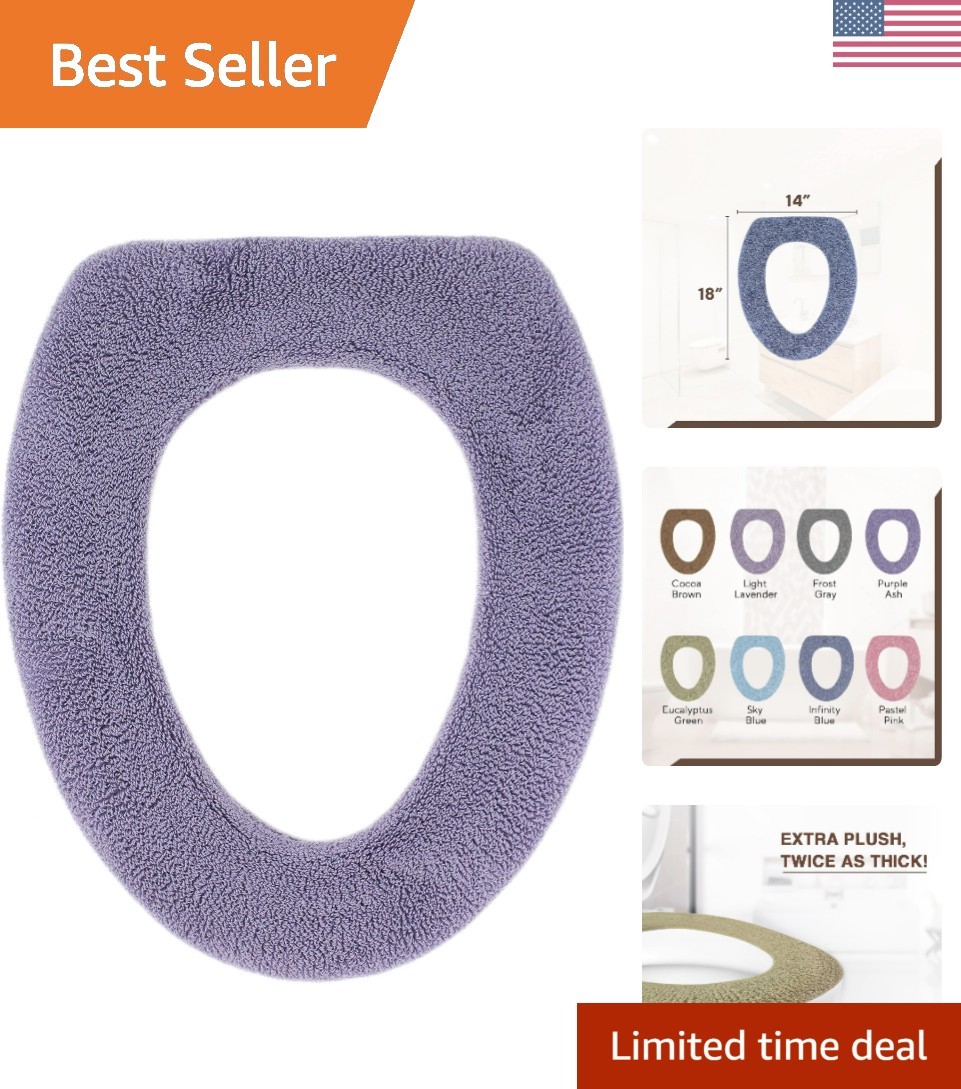 Cover - Plush & Thick Fabric Toilet Seat Warmer For Round & ...