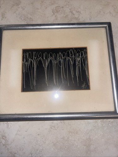 Vintage Mid-Century Modern Framed “ Cocktail Party” Signed - Image 1