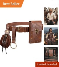 Renaissance Medieval Belt Waist Pouch Set in Dark Brown - Adjustable Stylish