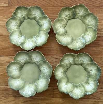 4 Walter Hatches Geranium Leaf Majolica Plates 10''