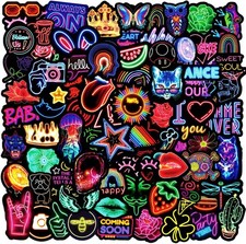 100Pcs Neon Stickers Decal, Waterproof Vinyl Pack for Multicolor