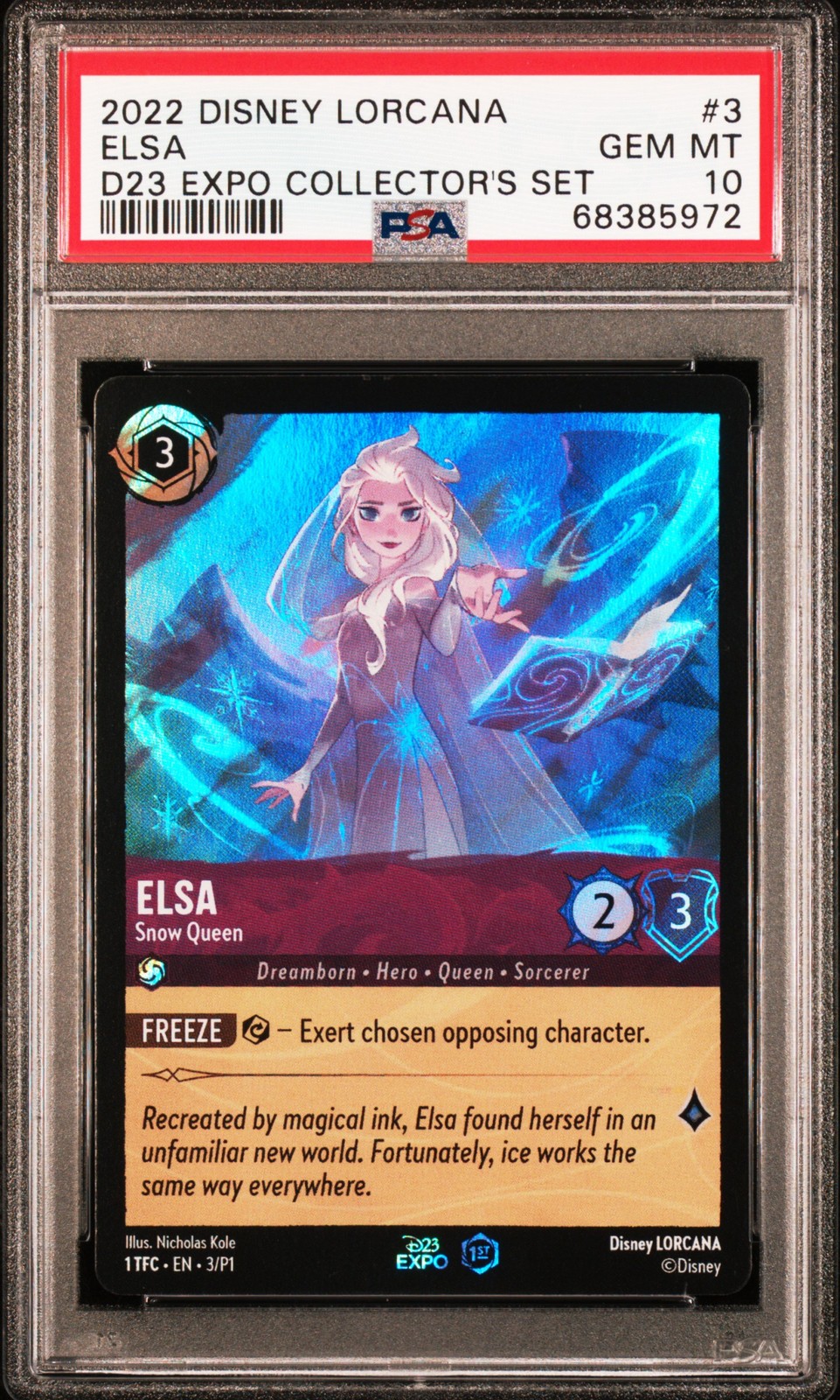 2022 DISNEY LORCANA PROMO D23 EXPO COLLECTOR'S SET #3 ELSA - SNOW QUEEN PSA 10