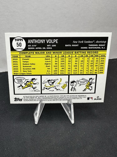 💥2024 Topps Archives Black Foilboard #50 Anthony Volpe New York Yankees - Picture 2 of 2