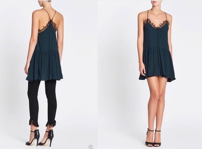 NEW WITHOUT TAG $358 IRO ENES DRESS Size 36 or 4 US Industrial Blue & Black Lace