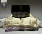 Japanese Buddhist Temple Altar Vtg Bronze Orin Rin Singing Bowl Bell Gong Set