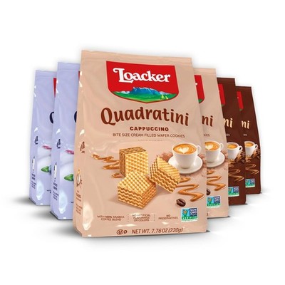 Loacker  Quadratini - Premium Crispy Cream Filling - Multipack of 12 Snack Packs