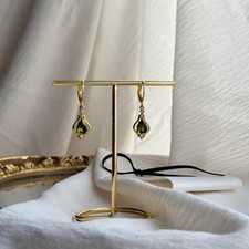 Green Crystal Drop Earrings Elegant Gold Statement Earrings