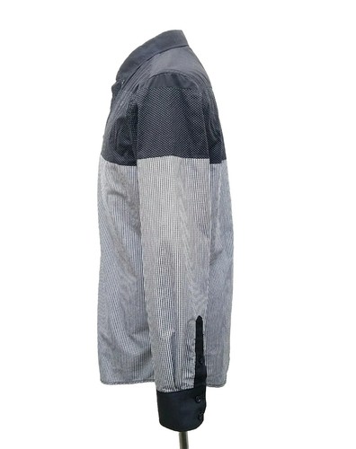 Sovereign Codes Mens Sz L Long Sleeve Button Down Shirt Blk Wht Cotton Flip Cuff - Picture 4 of 11