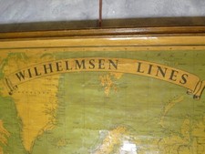 Karte aus Reederei "  Wilhelmsen Lines "  Rollkarte Pull Down  Antik Lehrtafel k
