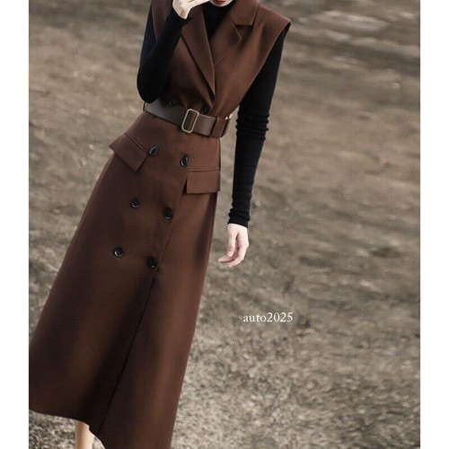 French Style Spring Temperament Double Breasted Sleeveless Suit Vest Dress Women - Picture 22 of 26