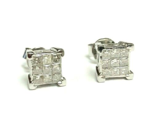 10K White Gold Diamond Stud Earrings