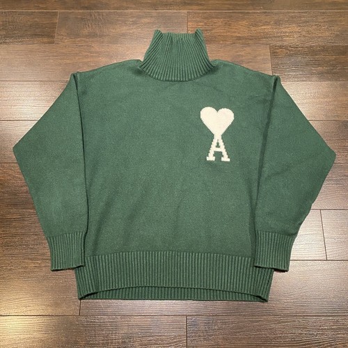 AMI Paris Alexandre Mattiussi Turtleneck Virgin Wool Sweater Size M Green - Bild 2 von 12