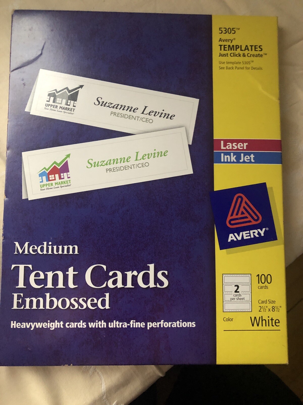 5305 Avery Medium Embossed White 2 1/2 x 8 1/2 Tent Cards 100 Total eBay