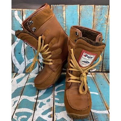 Pajar Gaetana Brown Leather Lace Up Waterproof Winter Boots  display picture 3