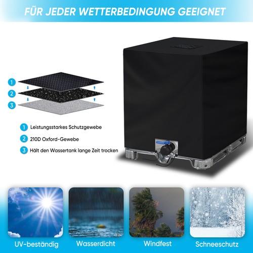 1000L IBC Tank Abdeckung Mit Klickverschluss+Zugbändern UV Schutz Wasserdicht - Bild 9 von 12