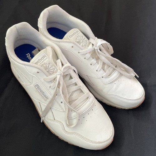 reebok classic white leather sneakers with gum sole