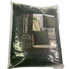 Pillow Sham Boho NEXHOME PRO 1 26x26 Dark Forest Green w/Fringe Linen Blend