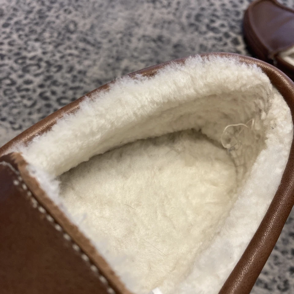 Zapatillas forradas de piel de oveja marrón oscuro Orvis para hombre ~ 9 *Leer la descripción* Foto 3 de 4