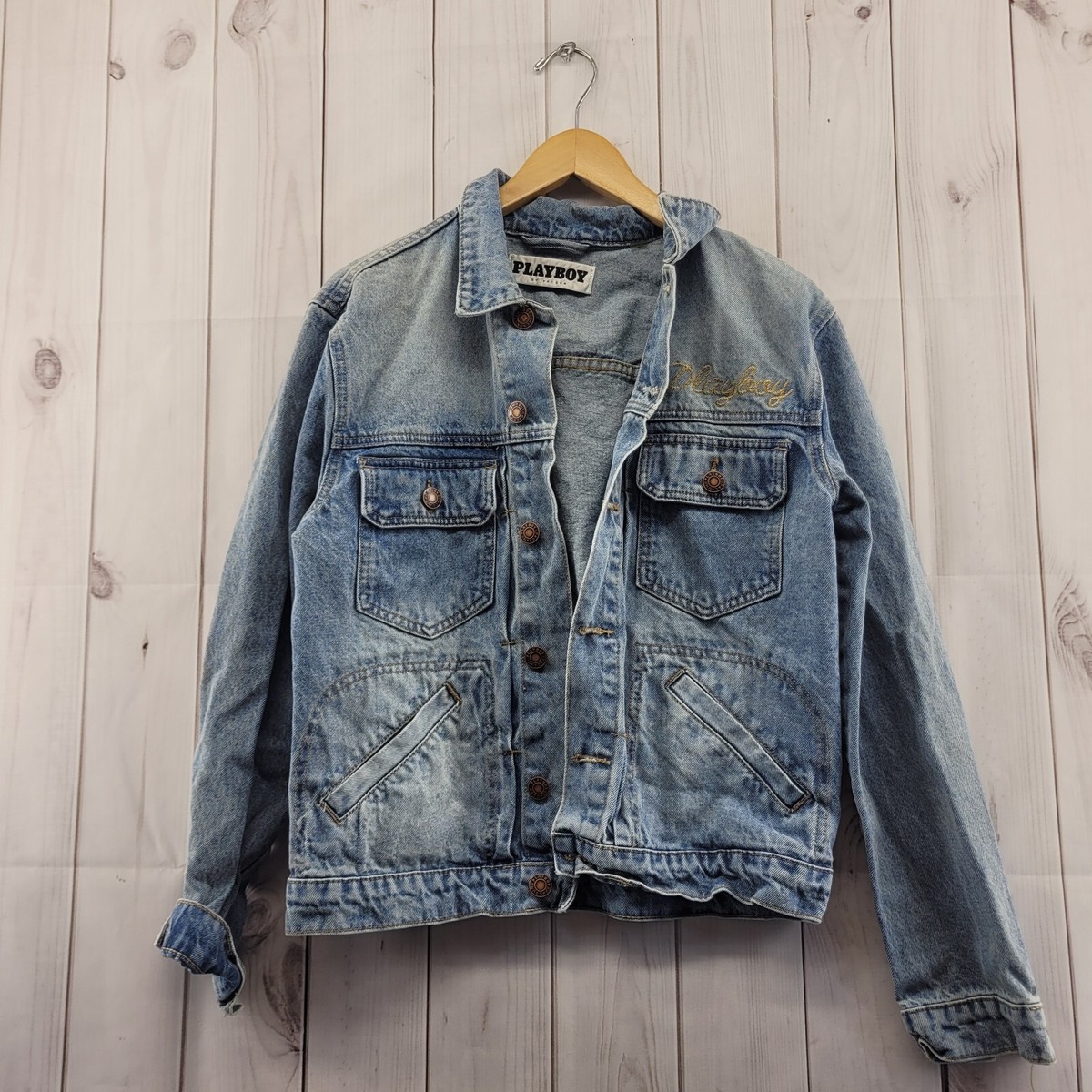 PLAYBOY デニムジャケット Playboy Denim Jacket Womens Small Medium Wash Rope Logo
