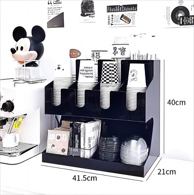 Vertical Coffee Cup Dispenser And Lid Holder Condiment Stirrer Sugar