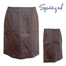 Vintage 90s SPIEGEL Womens 6 Leather Pencil Skirt Straight Knee Length NOS BROWN