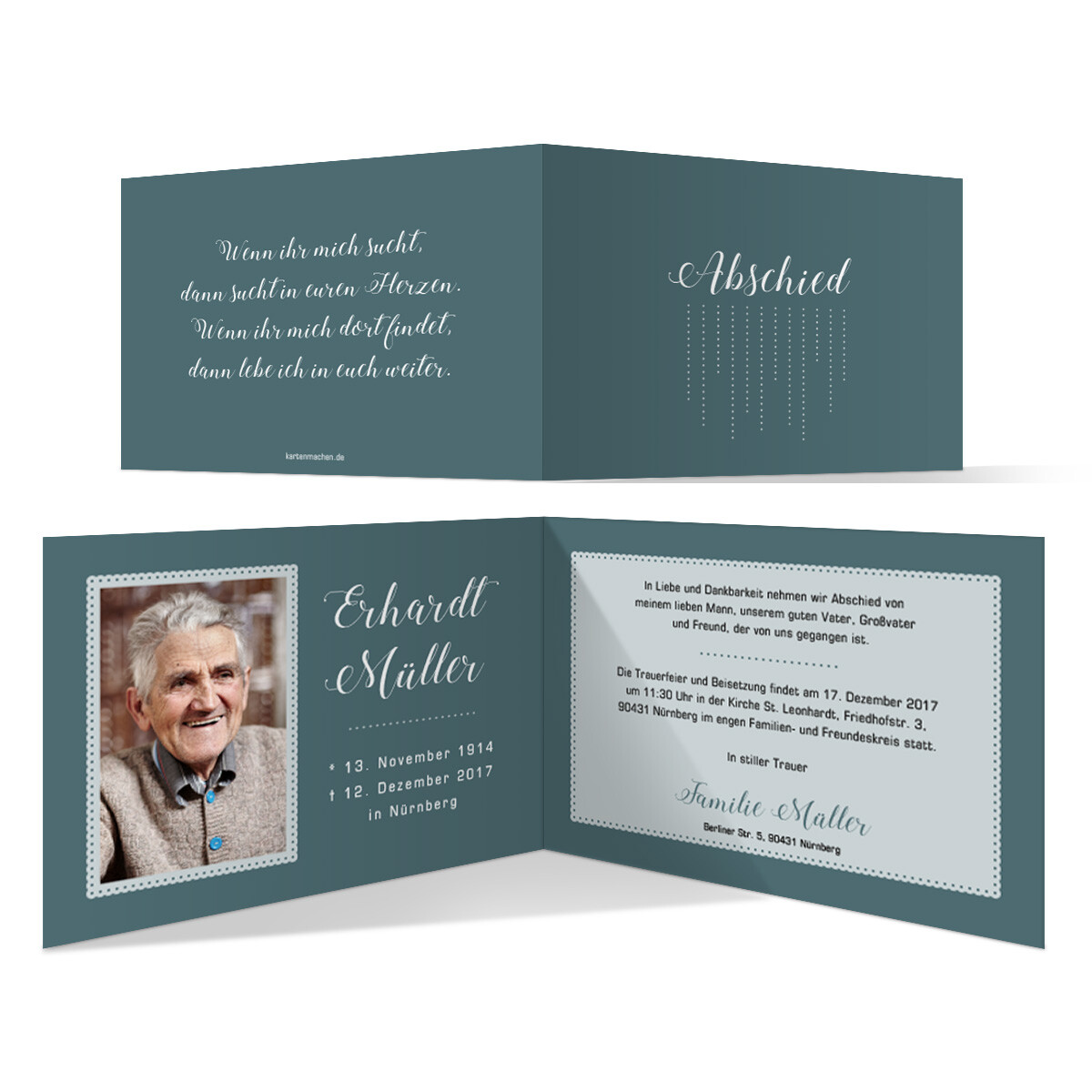 Individuelle Trauerkarten Einladung Trauerfeier Karten - Regen Tropfen Punkte