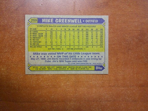 1987 Topps - Mike Greenwell #259 - MINT - PACK FRESH 🔥 - Picture 2 of 2
