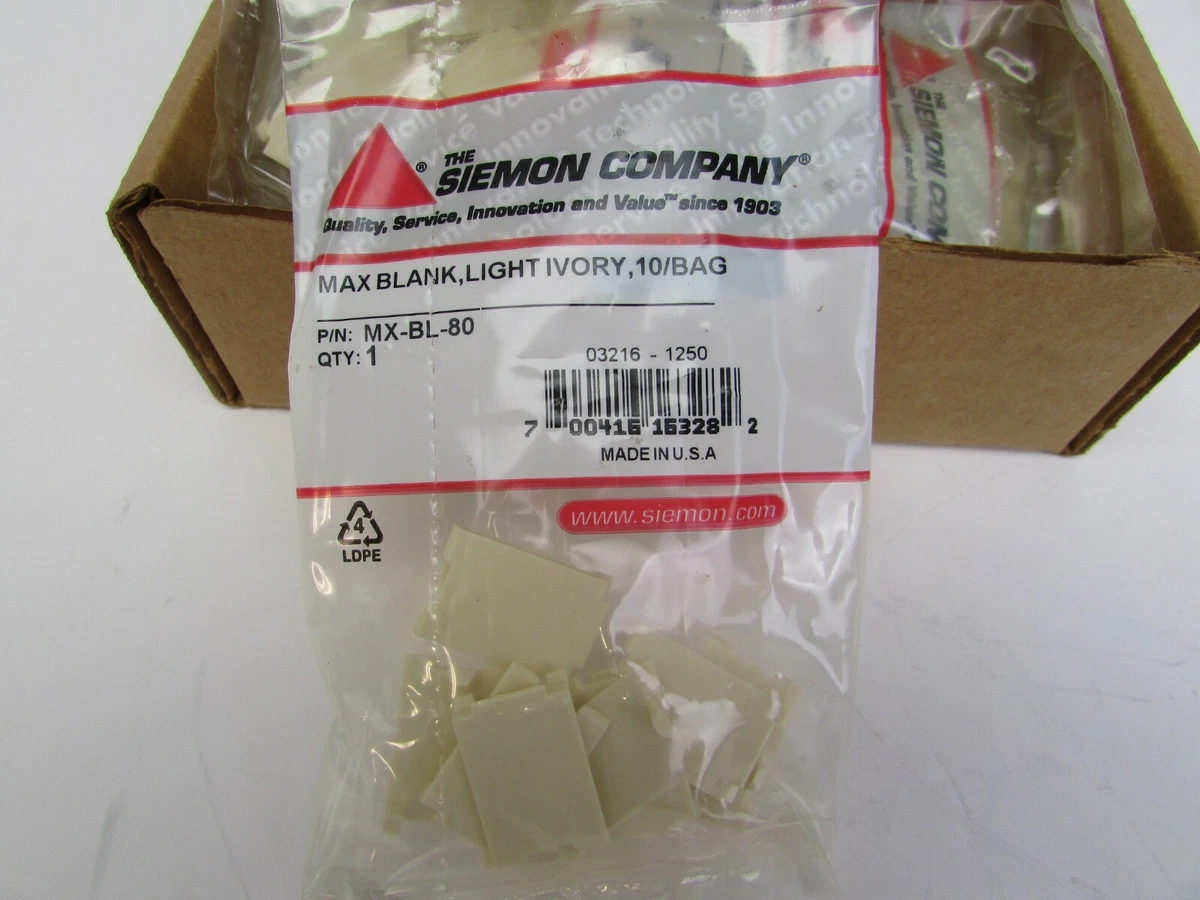 100 Siemon Company Max Oulet Blank Insert Light Ivory MX-BL-80 Filler NEW in BOX