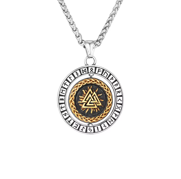 Nordische Halskette - Valknut Rune Wikinger Nordic - Amulett AnhäNger 40 Mm-image