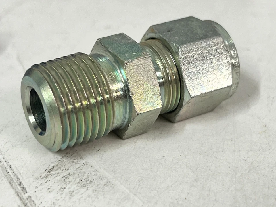 LOTE DE 48 accesorios de tubo conector macho de acero Parker Hannifin 1/2" x 1/2" A-LOK Foto 3 de 4