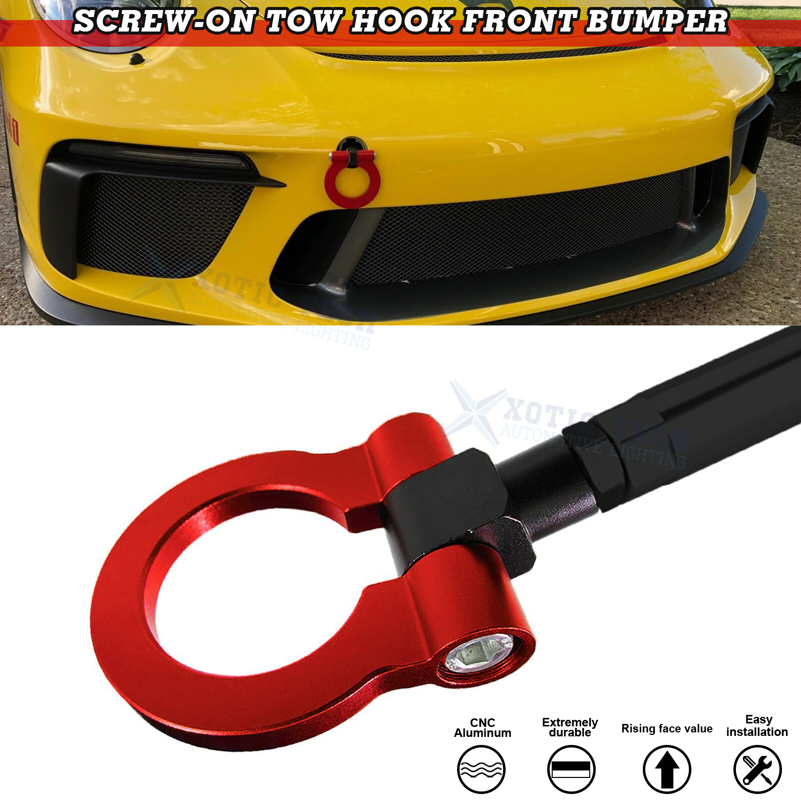 Porsche 911 991 2014-2021 Red Track Racing Aluminum Tow Hook