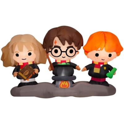 Gemmy Harry Potter Hermoine And Ron W/ Cauldron Halloween Inflatable 4ft X 7ft