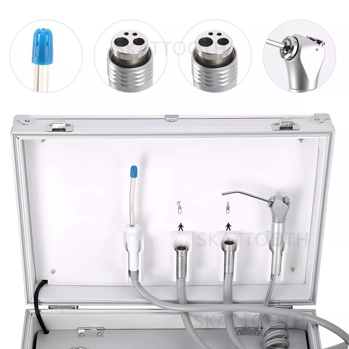 Portable Dental Mobile Delivery Unit Air Compressor Syringe Suction Rolling Case
