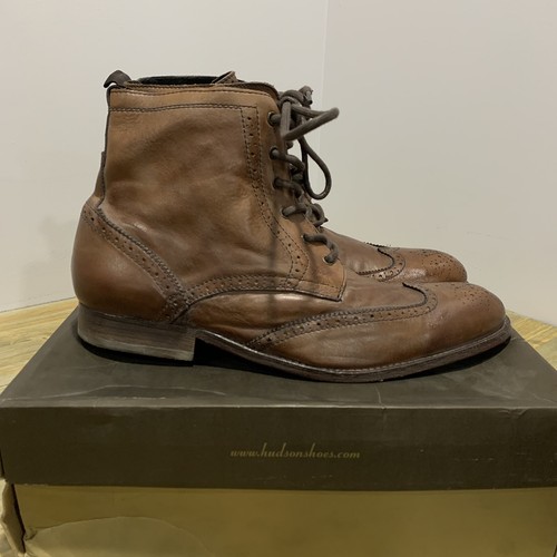 H by Hudson Angus Brogue Botas Bronceadas NUEVAS En Caja Para Hombre Talla EE. UU. 11 EU 45 UK 10 - Imagen 4 de 10