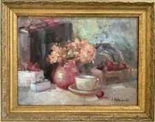 Original Framed Impressionism Oil Art Floral  Still Life Signed