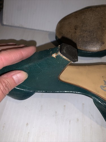 Vtg 70s Bandolino Green Peep Toe Heels W Ankle Strap 8.5 - Picture 6 of 6