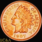 1907 INDIAN HEAD CENT STRONG GEM RED (IH906)