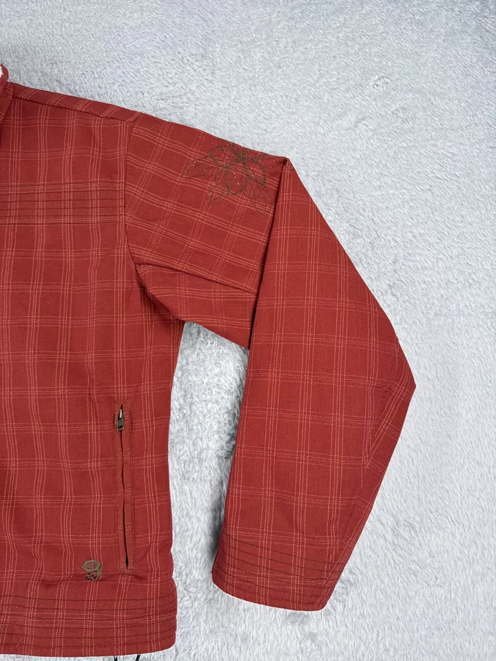 Chaqueta Mountain Hardwear Mujer Mediana Roja Dorada Cuadros Bordada Floral Nylon Foto 2 de 4