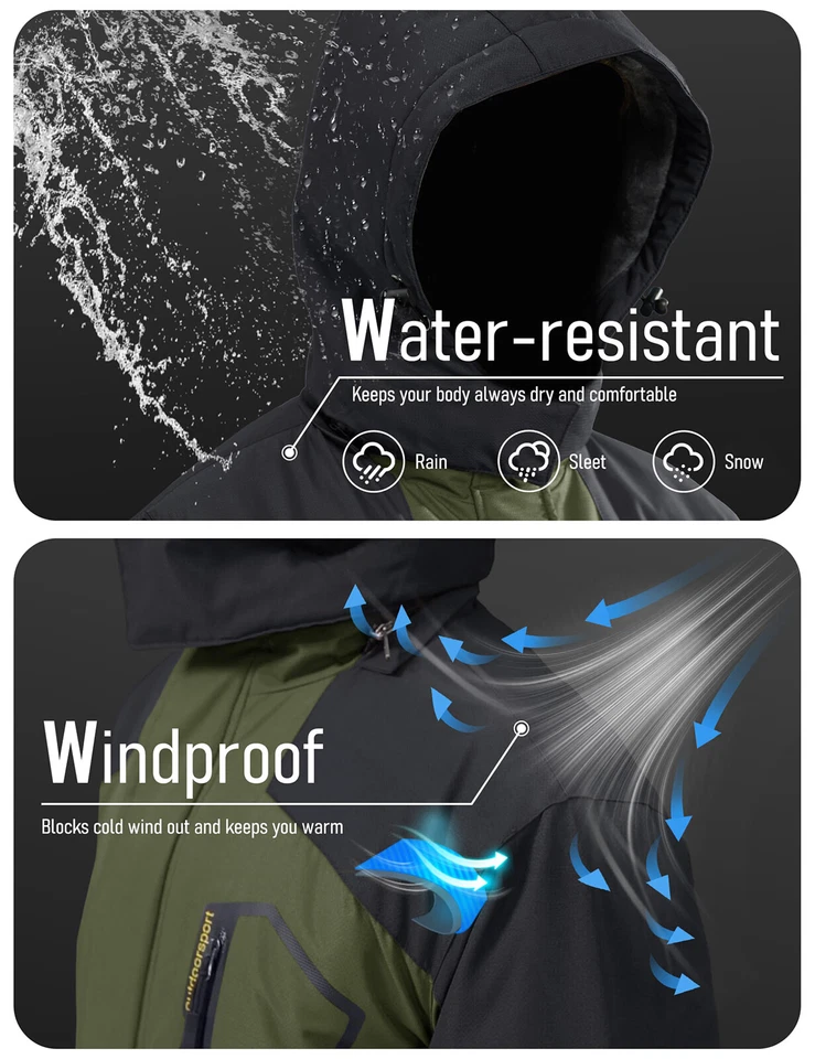 Chaqueta de invierno impermeable para hombre abrigos de invierno cálidos esquí al aire libre nieve chaquetas con capucha Foto 3 de 4