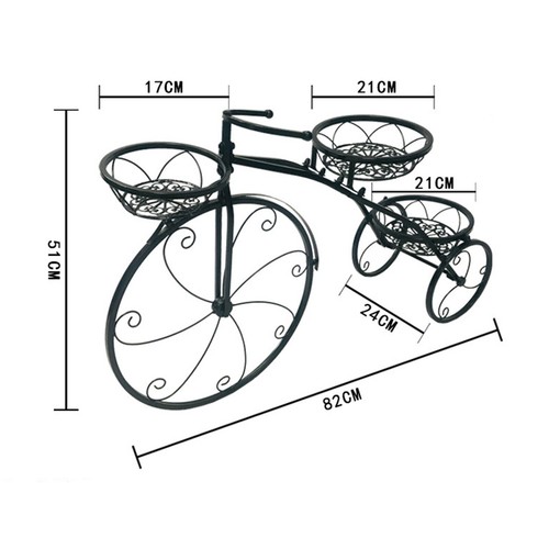 3-Tier Bicycle Plant Stand Wrought Iron Tricycle Planter Home Garden Patio Decor - Picture 3 of 10
