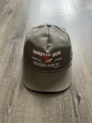 Vintage Rooster Run General Store Trucker Hat Cap Grey Snap Back