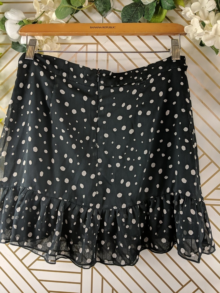 URBAN OUTFITTERS Women's Black/White Polka Dot Faux Wrap
