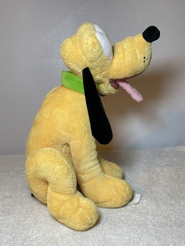 Disney Store Pluto Plush Stuffed Animal Mickey’s Dog Green Collar Sitting - Picture 3 of 6