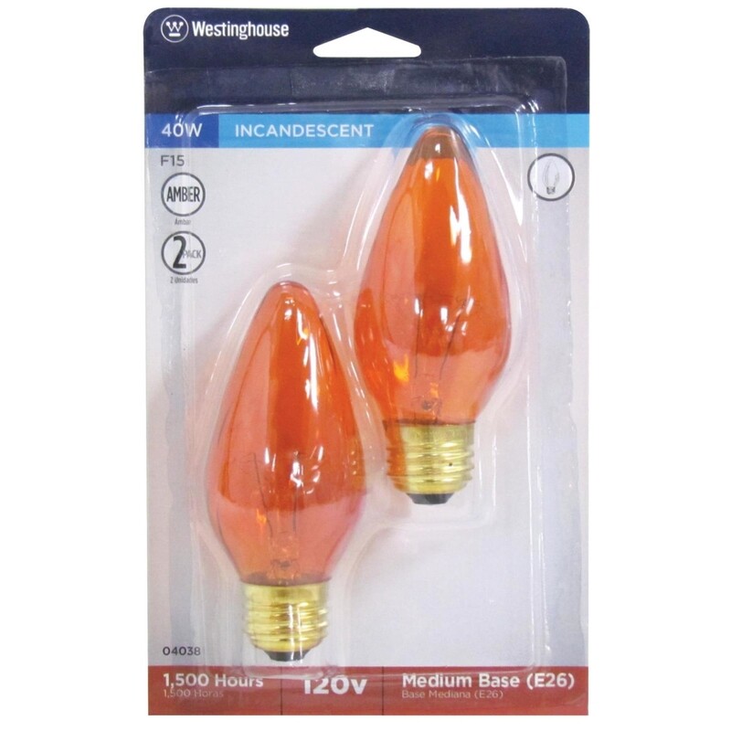 Westinghouse 403800 120V 1500 hr F15 Shape Amber Incandescent Light Bulb 40W