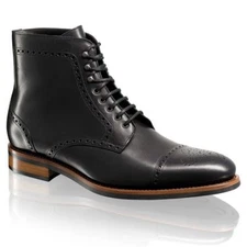 Handmade Men Fashion Black Ankle Leather Boots, Men Lace Up Boots, Men Boot